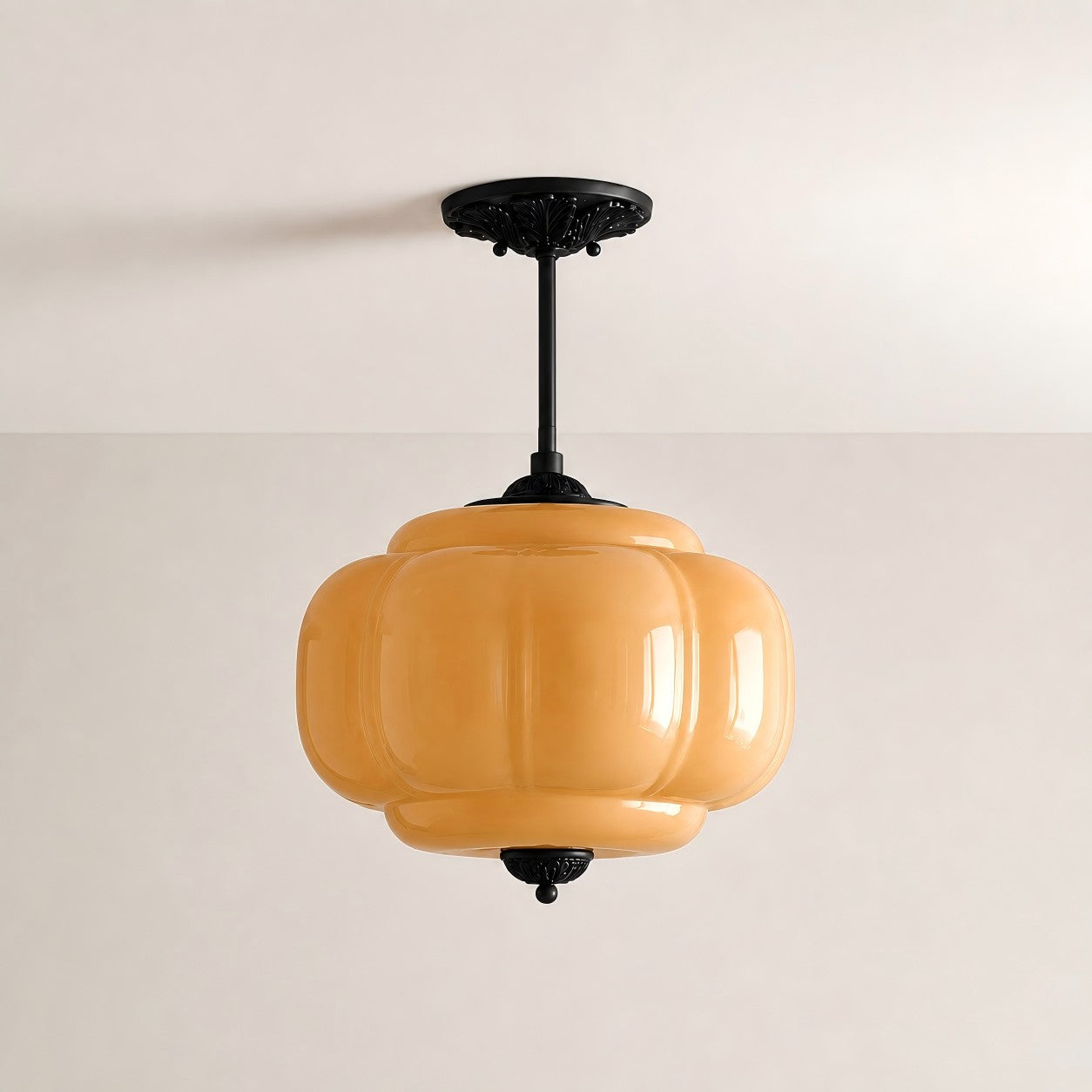 Antique Brass Green Glass Eloise Pendant Light