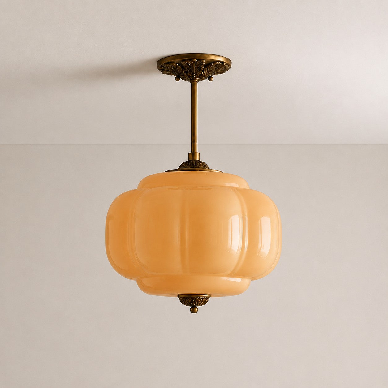 Antique Brass Green Glass Eloise Pendant Light