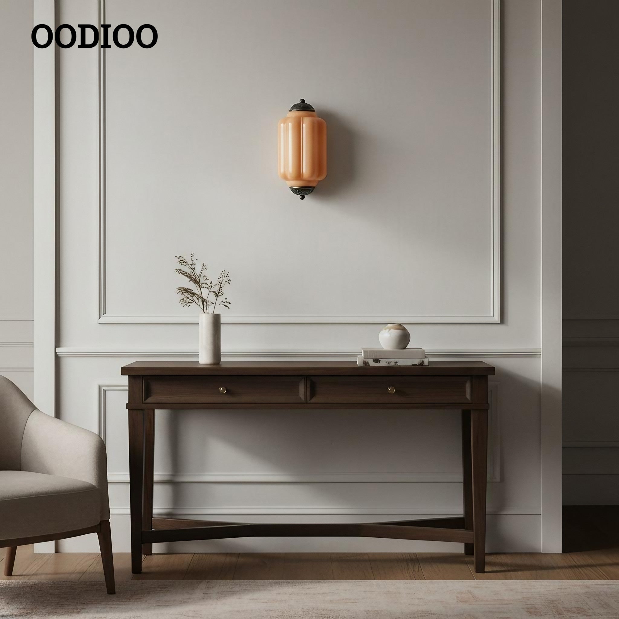 Vintage Eloise Glass Wall Sconce – Antique Brass Flush Bedside Light