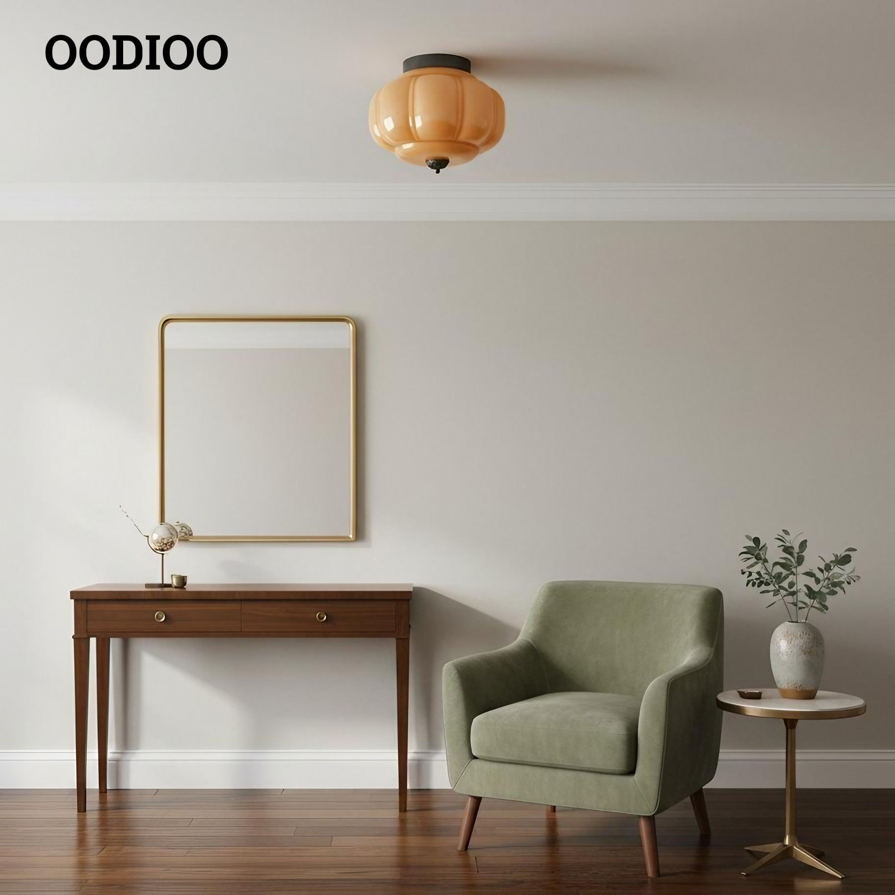 Eloise Retro Milk Glass Semi Flush Mount Ceiling Light