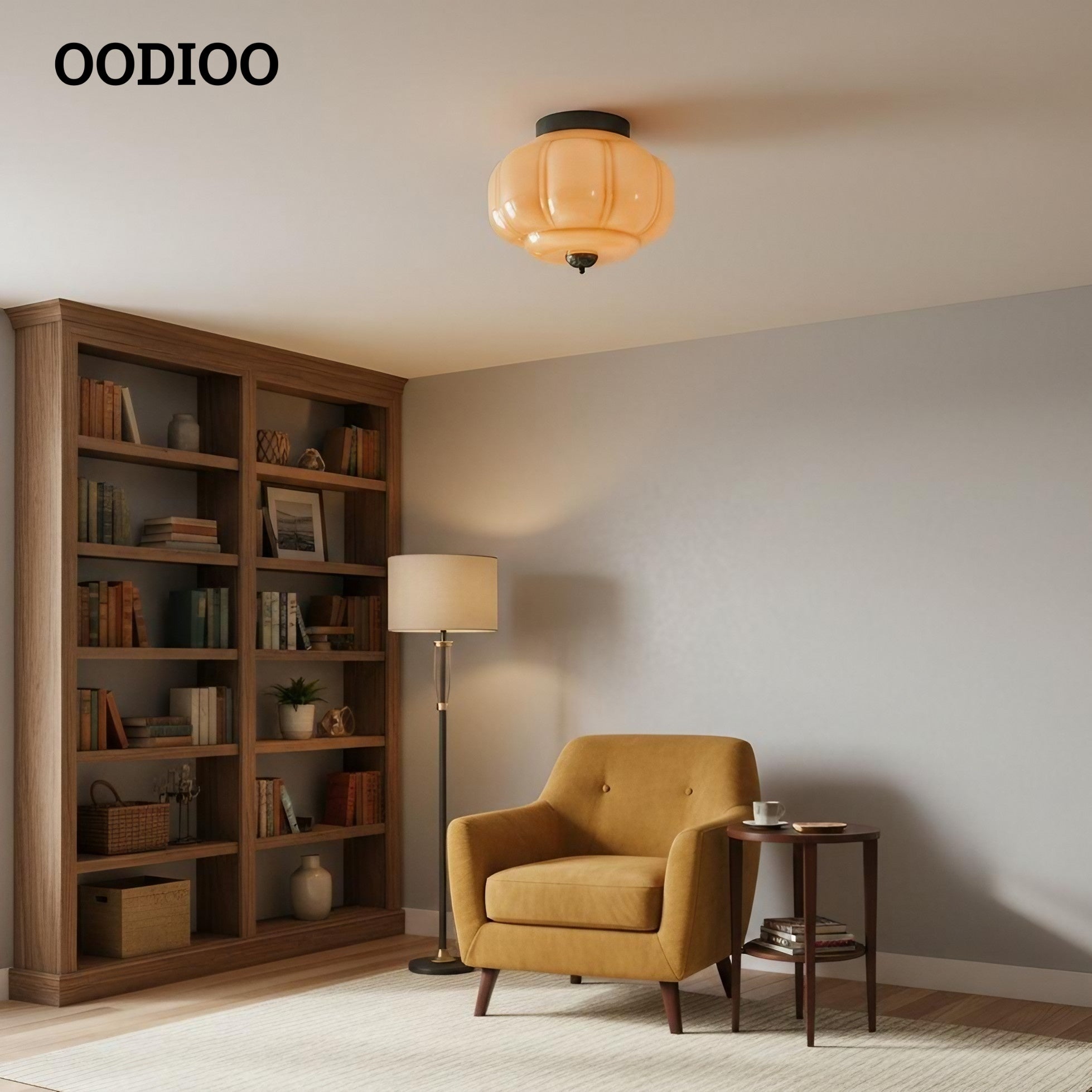 Eloise Retro Milk Glass Semi Flush Mount Ceiling Light