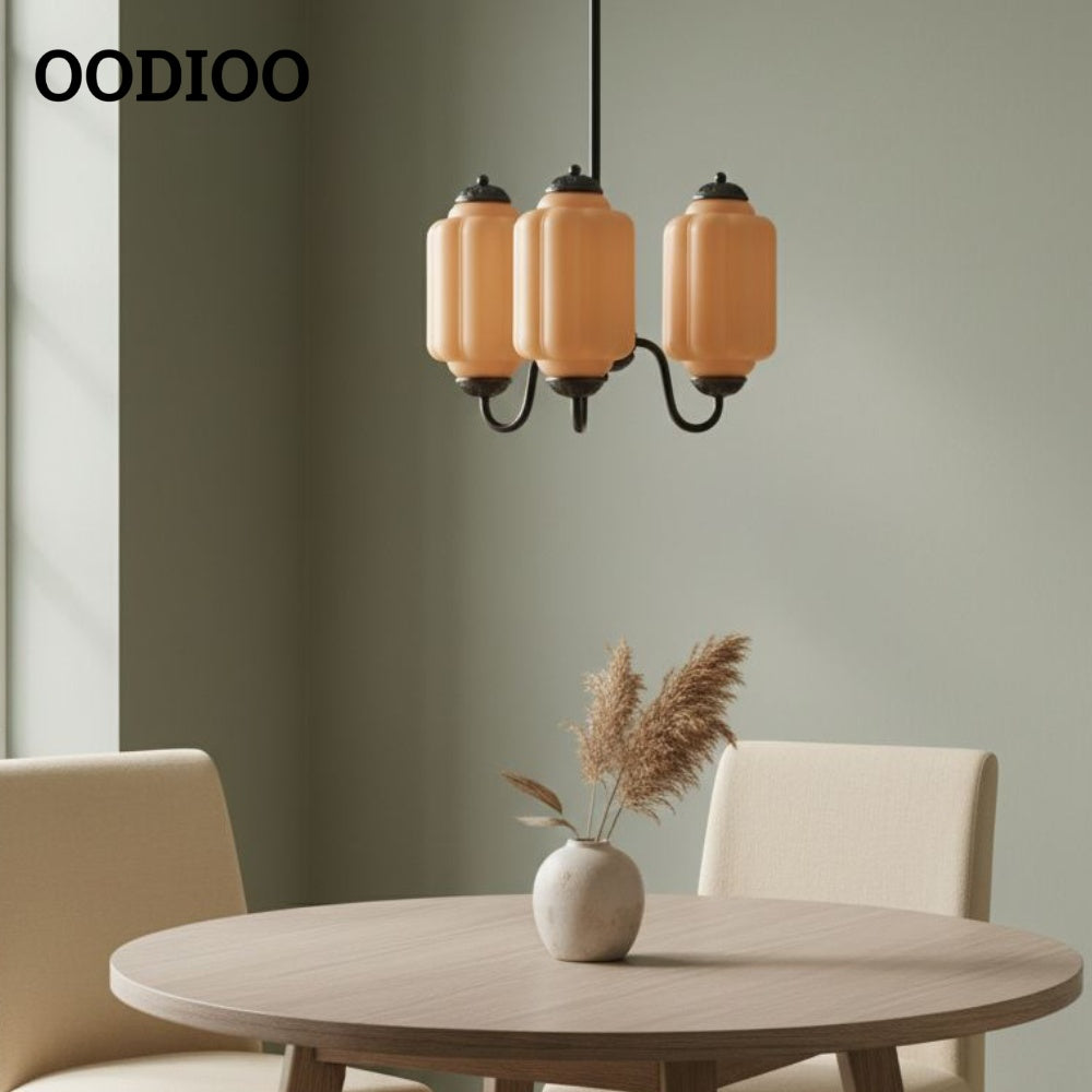 Three-Light Eloise Vintage Chandelier With Milk Glass Shades