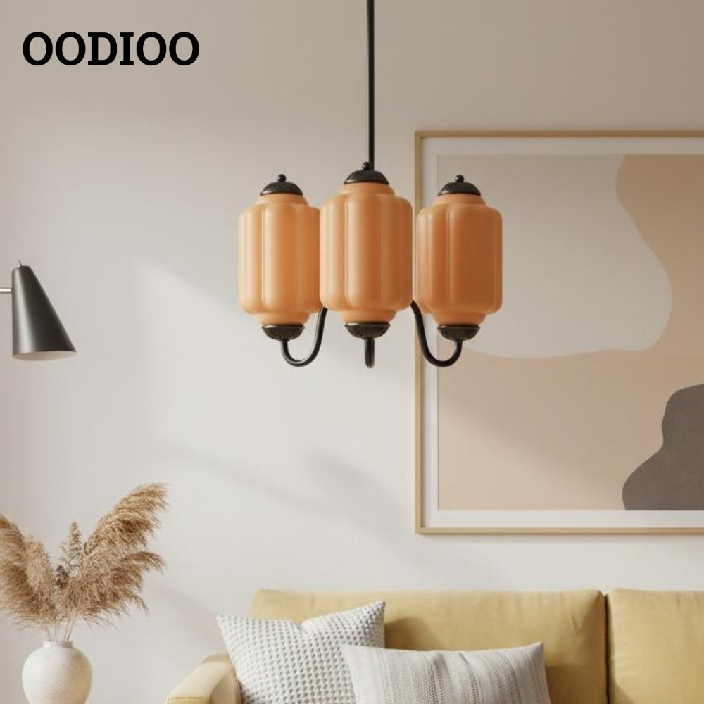 Three-Light Eloise Vintage Chandelier With Milk Glass Shades