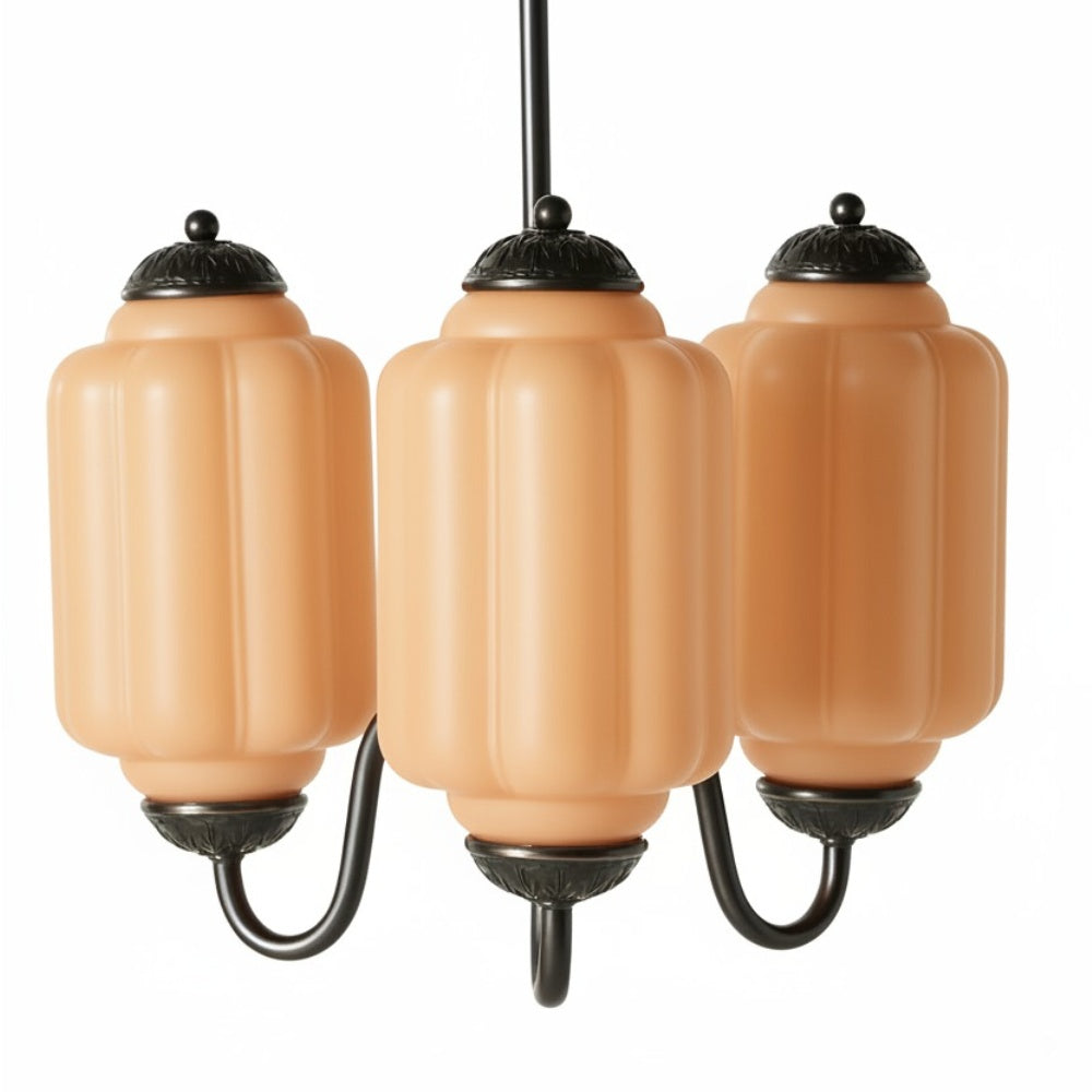 Three-Light Eloise Vintage Chandelier With Milk Glass Shades