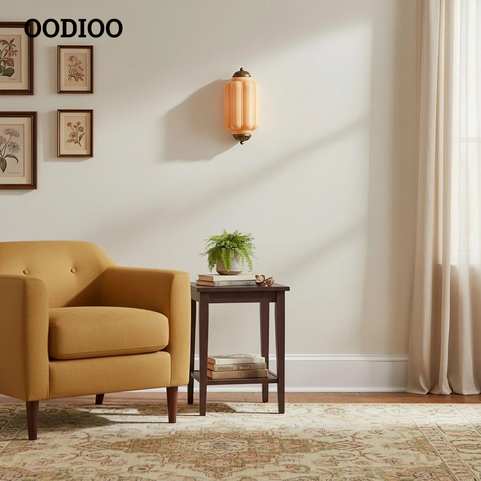 Vintage Eloise Glass Wall Sconce – Antique Brass Flush Bedside Light