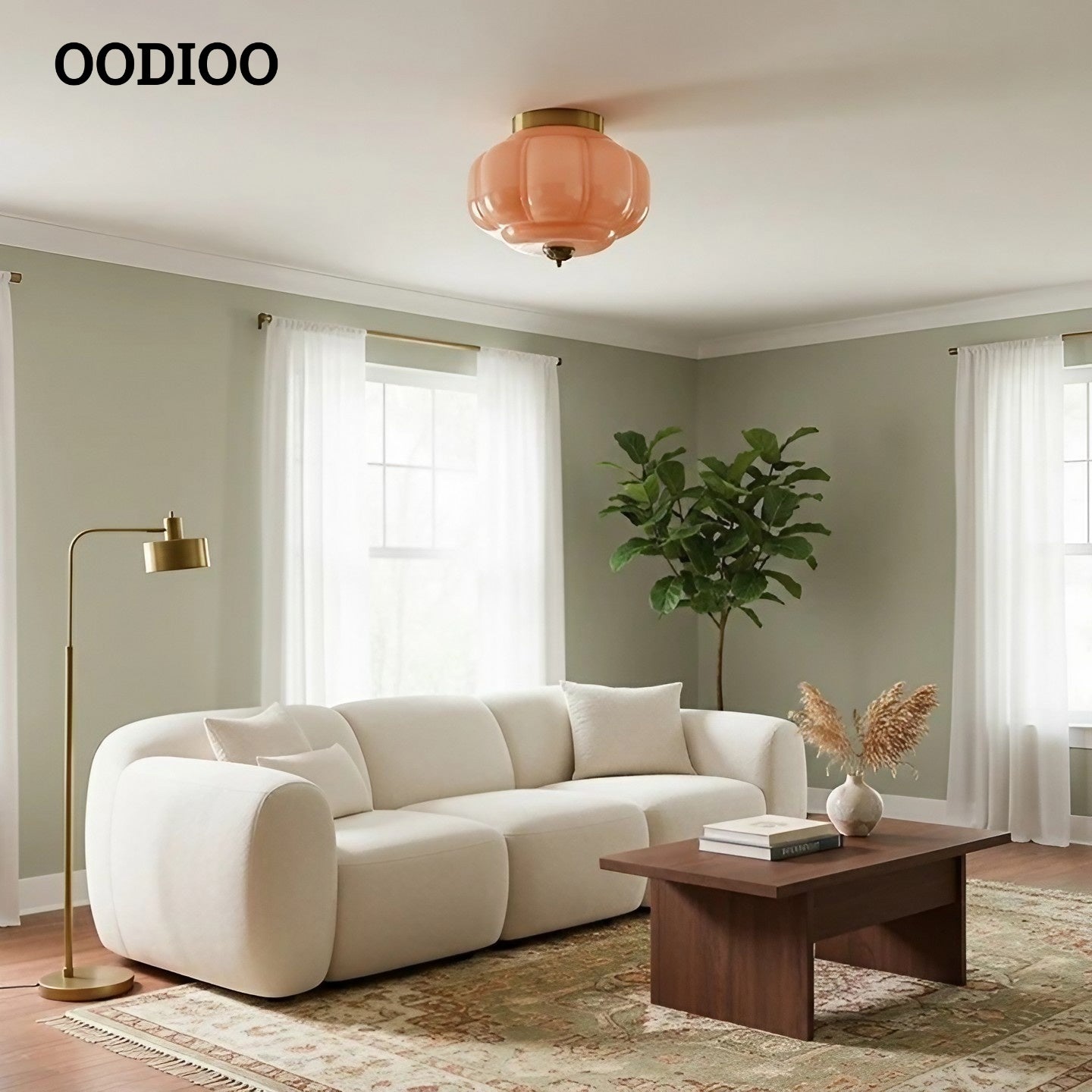 Eloise Retro Milk Glass Semi Flush Mount Ceiling Light