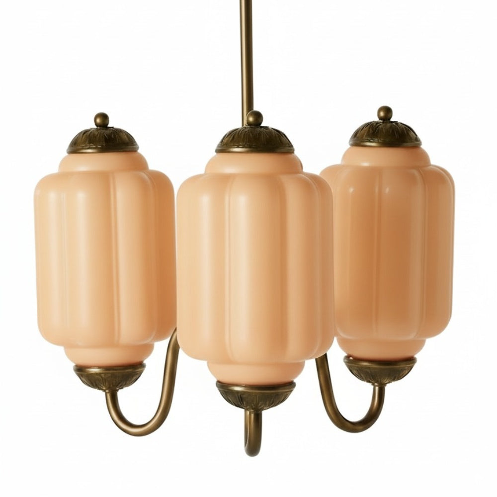 Three-Light Eloise Vintage Chandelier With Milk Glass Shades