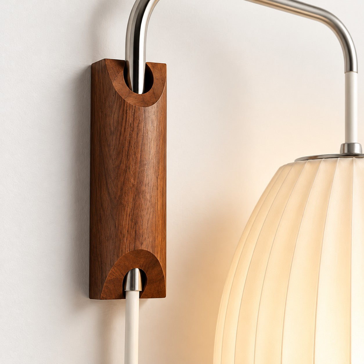 Oriya walnut wall mount and cord detail