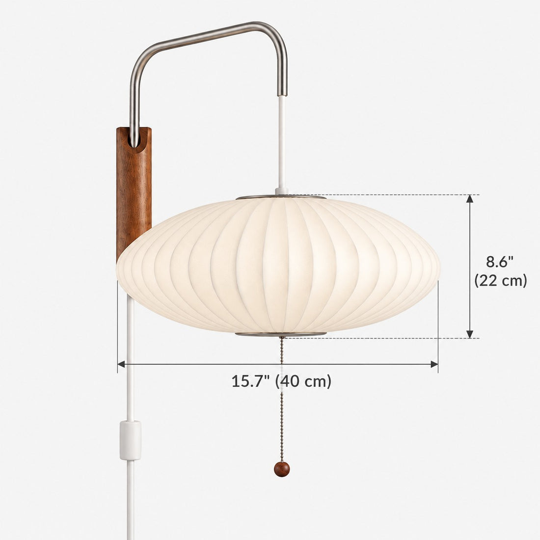 Oriya plug-in wall sconce dimensions, H 8.6 inches by W 15.7 inches