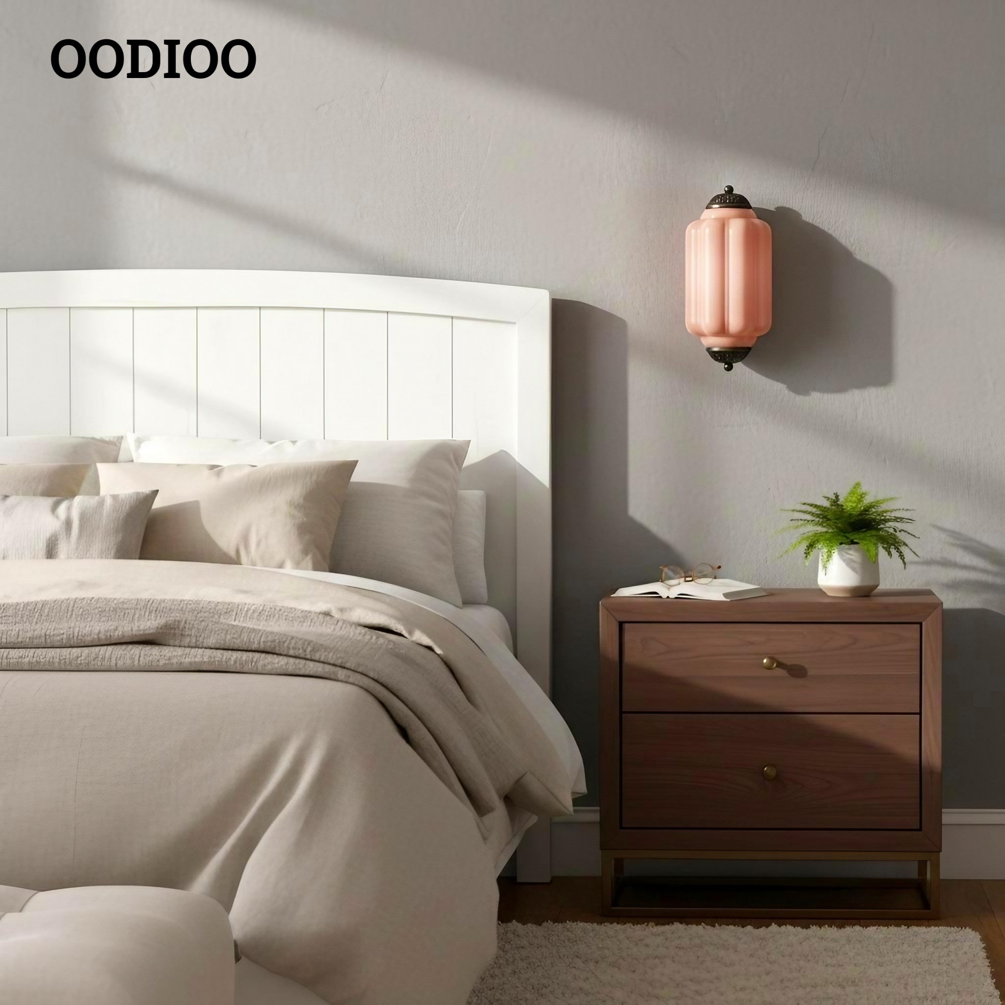 Vintage Eloise Glass Wall Sconce – Antique Brass Flush Bedside Light