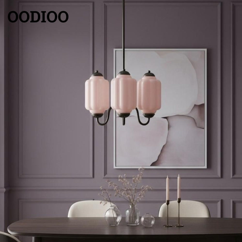 Three-Light Eloise Vintage Chandelier With Milk Glass Shades