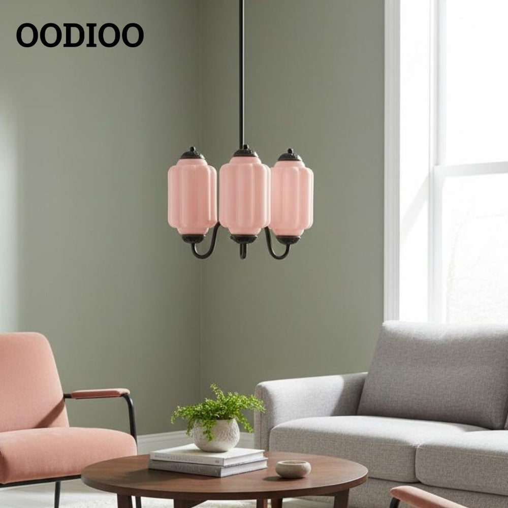 Three-Light Eloise Vintage Chandelier With Milk Glass Shades