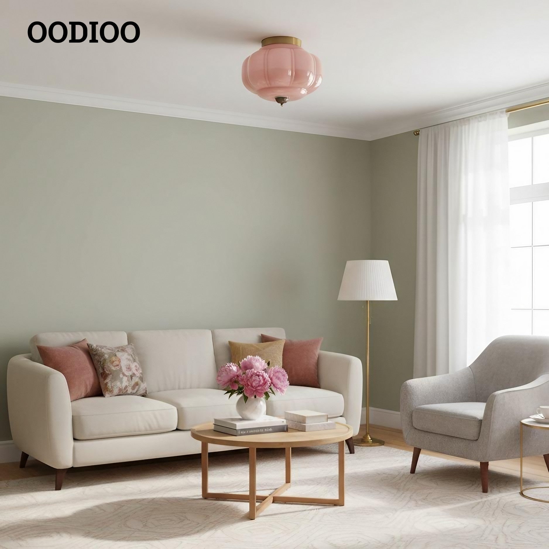 Eloise Retro Milk Glass Semi Flush Mount Ceiling Light