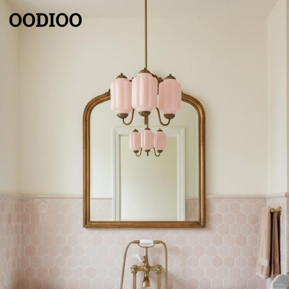 Three-Light Eloise Vintage Chandelier With Milk Glass Shades