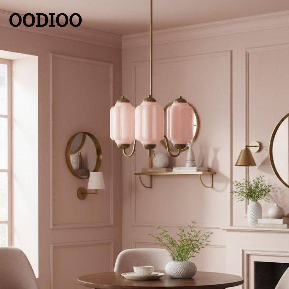 Three-Light Eloise Vintage Chandelier With Milk Glass Shades