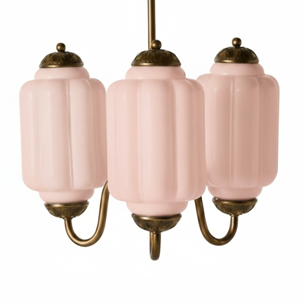 Three-Light Eloise Vintage Chandelier With Milk Glass Shades