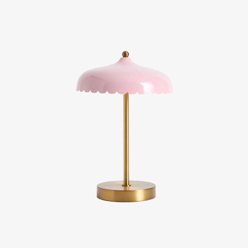Rayla Vintage Brass Finish Table Lamp – Scalloped Glass Shade for Bedroom Accent