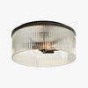 Cooper Ribbed Glass Flush Mount Ceiling Lamp - Drum Crystal Light