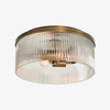Cooper Ribbed Glass Flush Mount Ceiling Lamp -  Drum Crystal Light