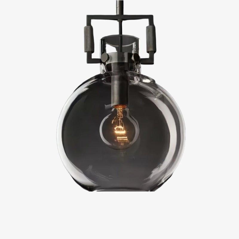 Machinist Glass Globe Pendant Light - Ball Clear Glass Lamp with Chain