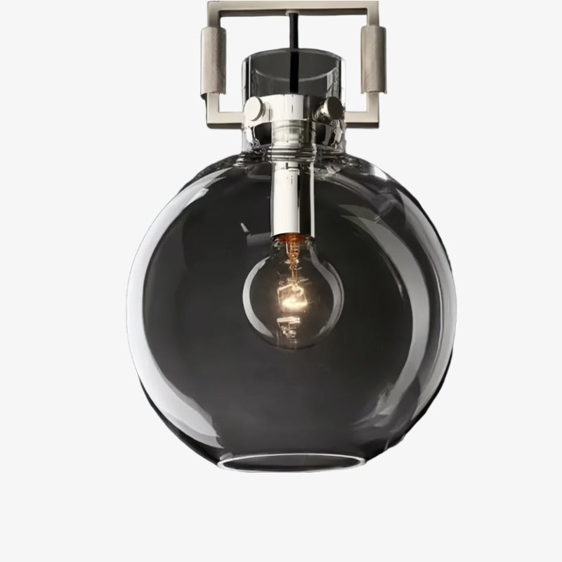 Machinist Glass Globe Pendant Light - Ball Clear Glass Lamp with Chain