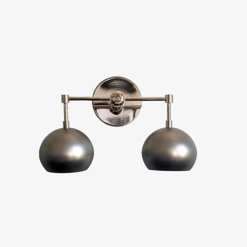 Steel Wall Sconce - Double Head Metal Silver Vanity Bathroom Wall Lamp