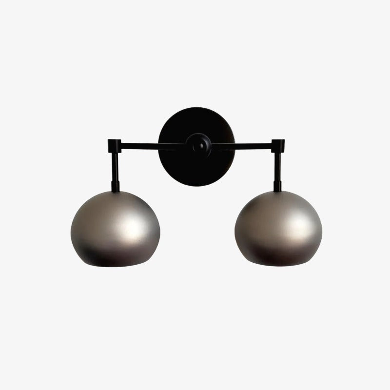 Steel Wall Sconce - Double Head Metal Silver Vanity Bathroom Wall Lamp