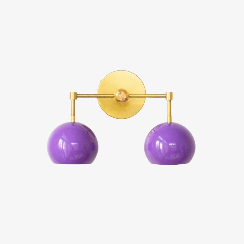 Orchid Shades Sconce - Double Ball Gloss Purple Bath Wall Light