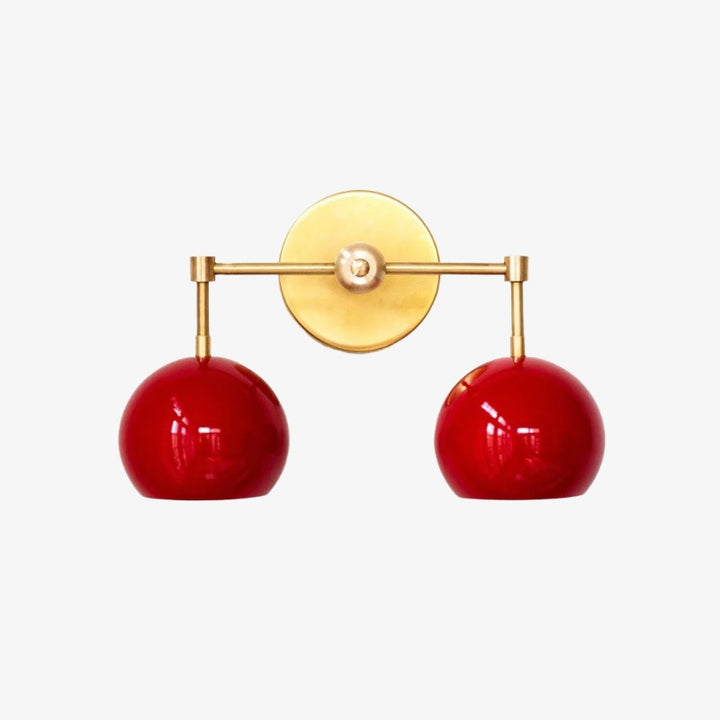 Red Wall Sconce - Double Ball Shades Bathroom Wall Light