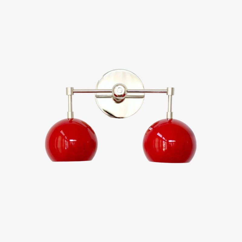 Red Wall Sconce - Double Ball Shades Bathroom Wall Light