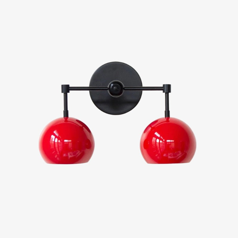Red Wall Sconce - Double Ball Shades Bathroom Wall Light