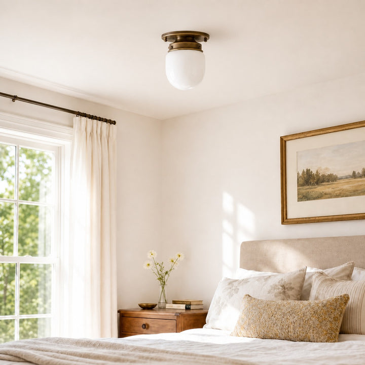 Opalume Glass Flush Mount Ceiling and Wall Light - Art Deco Small Globe Fixture