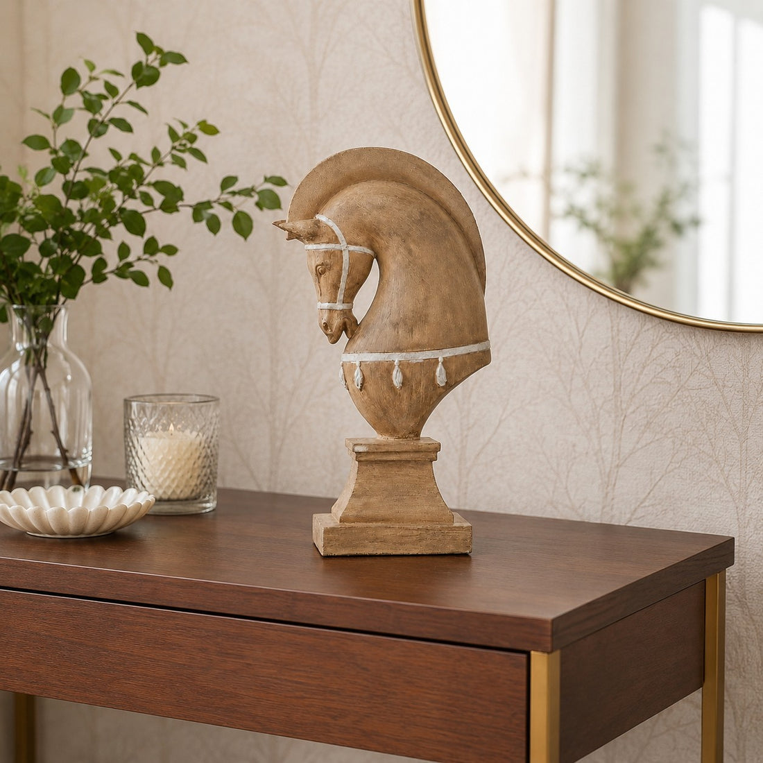 Equora Vintage Wood-Grain Horse Sculptures