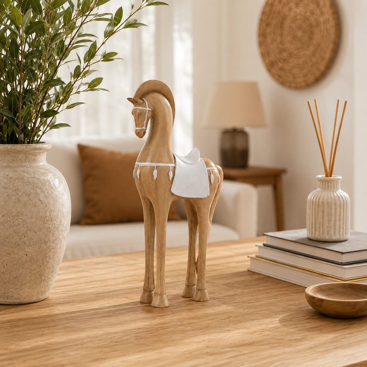 Equora Vintage Wood-Grain Horse Sculptures
