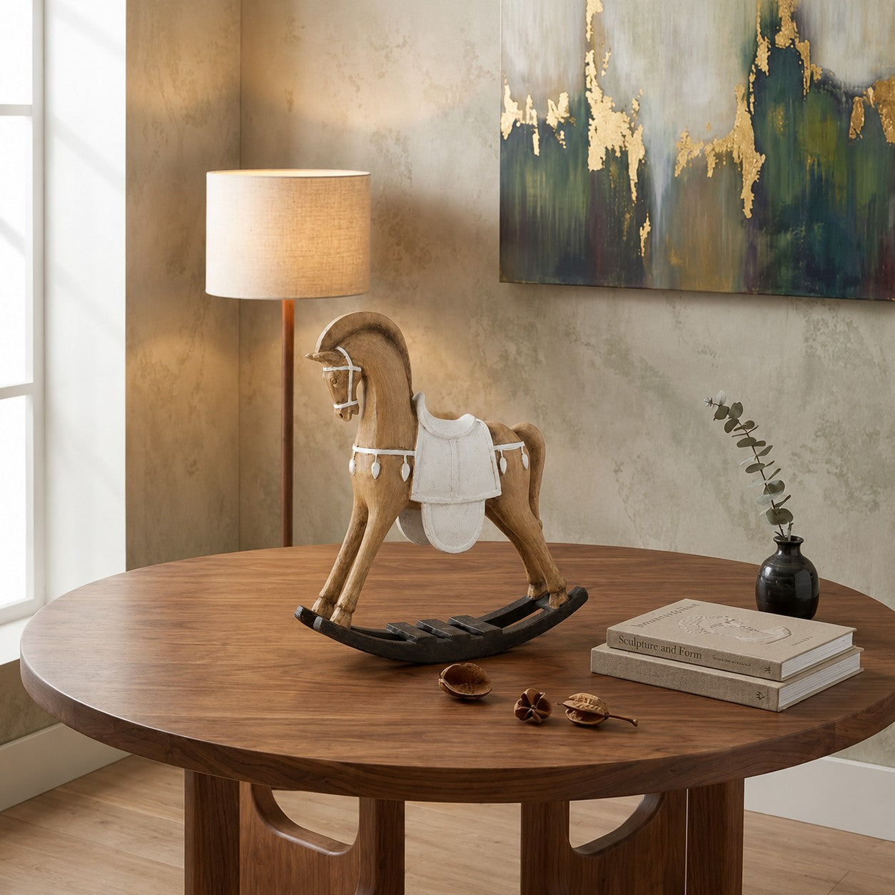 Equora Vintage Wood-Grain Horse Sculptures