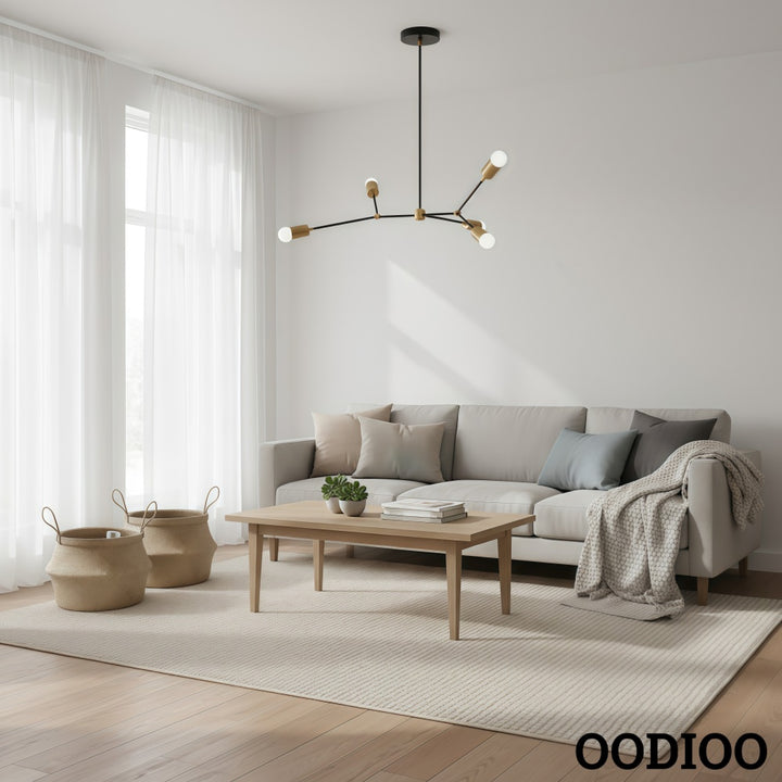 Lumen Geometric Art Deco Chandelier – Modern Ceiling Light for Dining or Living Spaces