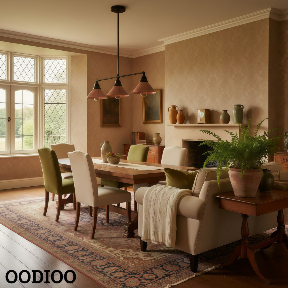 Conique Metal Aged Copper Three-Light Pendant – Sleek Industrial Fixture for Dining Rooms