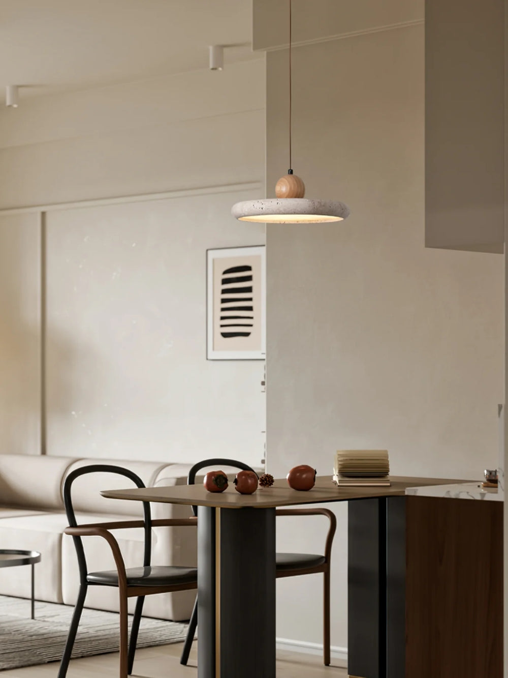 Modern Minimalist Travertine Frisbee Pendant Lamp