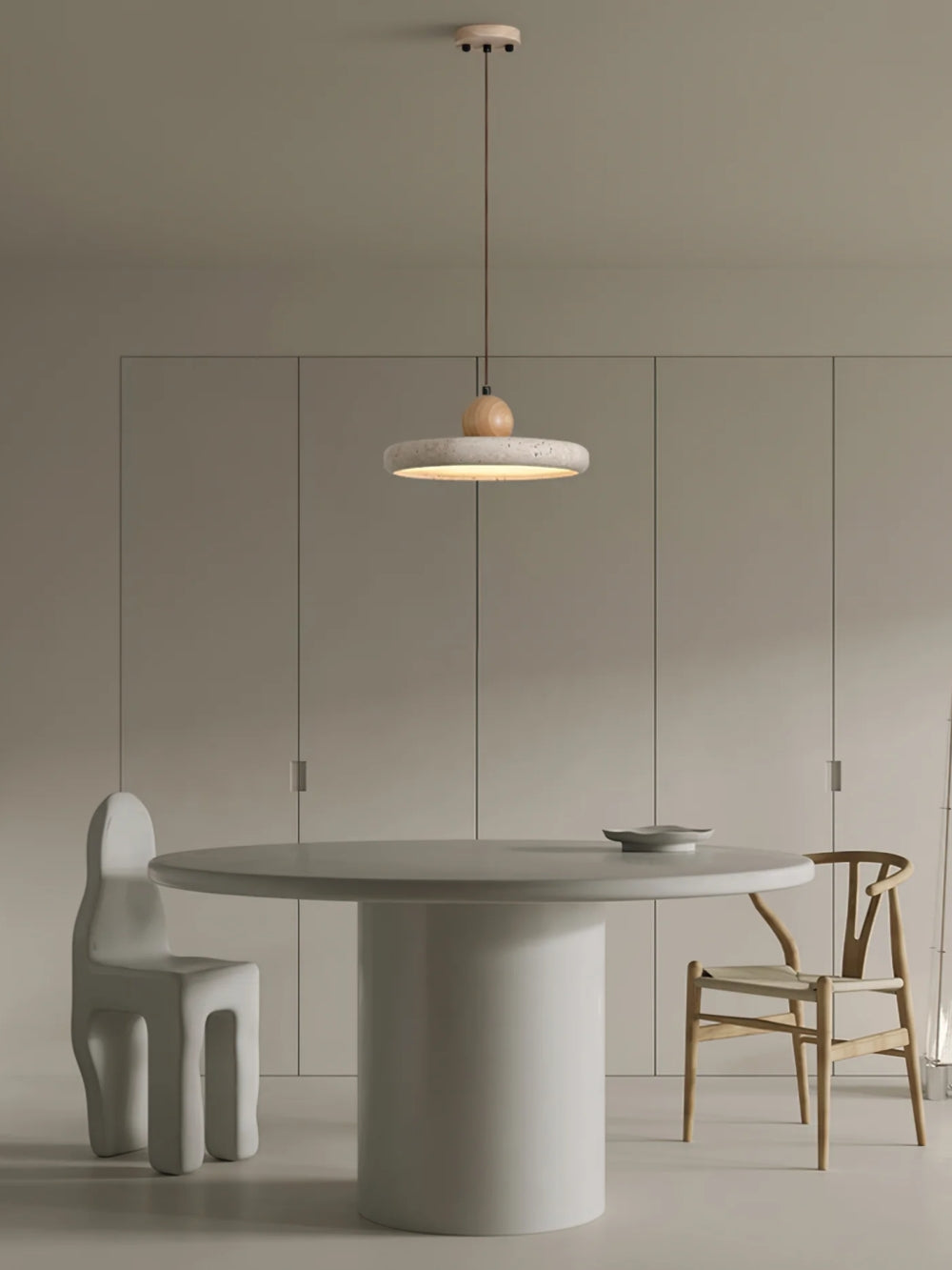 Modern Minimalist Travertine Frisbee Pendant Lamp