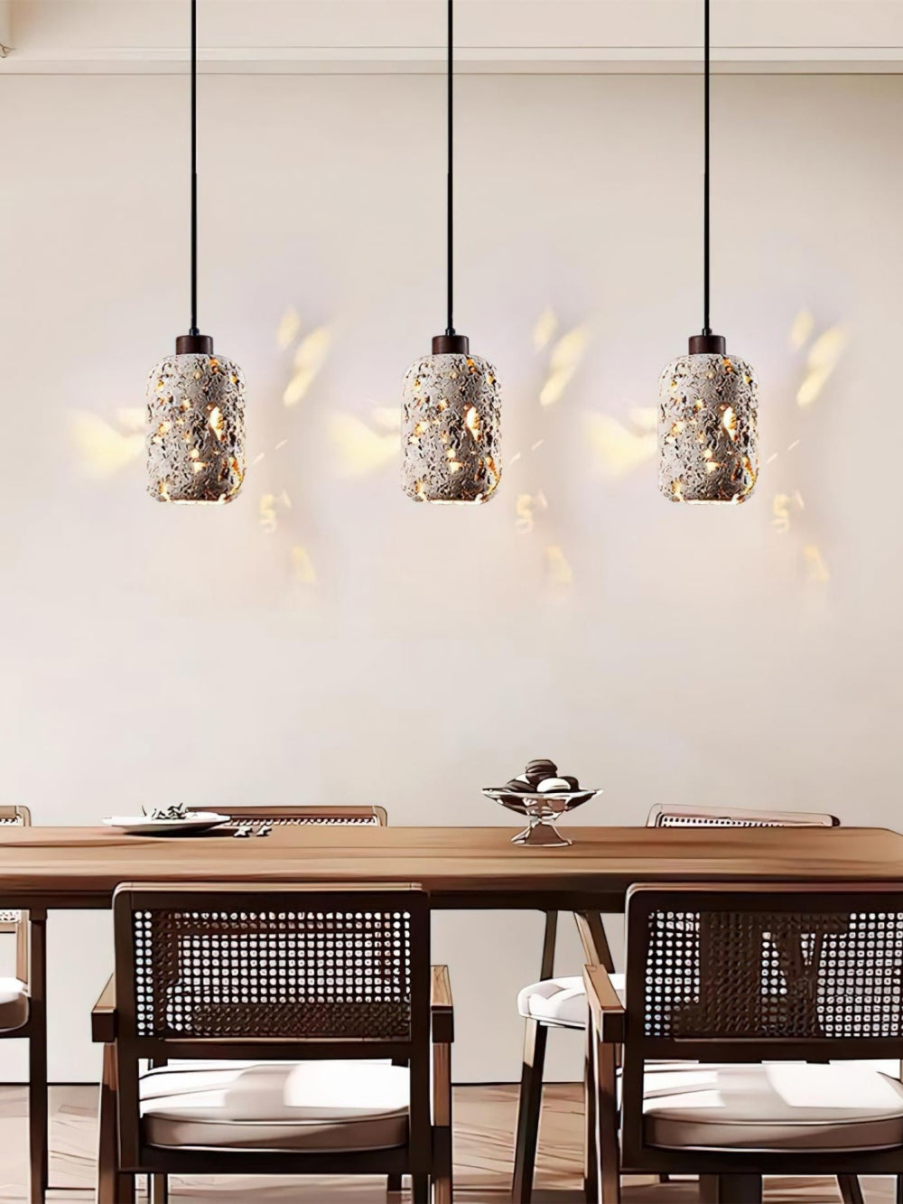 Barrel-shaped Travertine Cutout Pendant Lamp