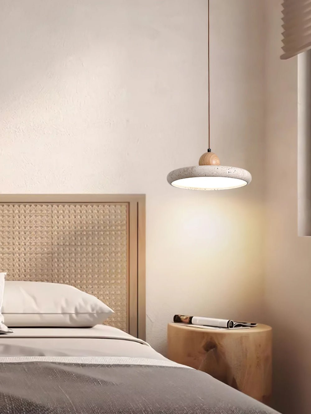 Modern Minimalist Travertine Frisbee Pendant Lamp