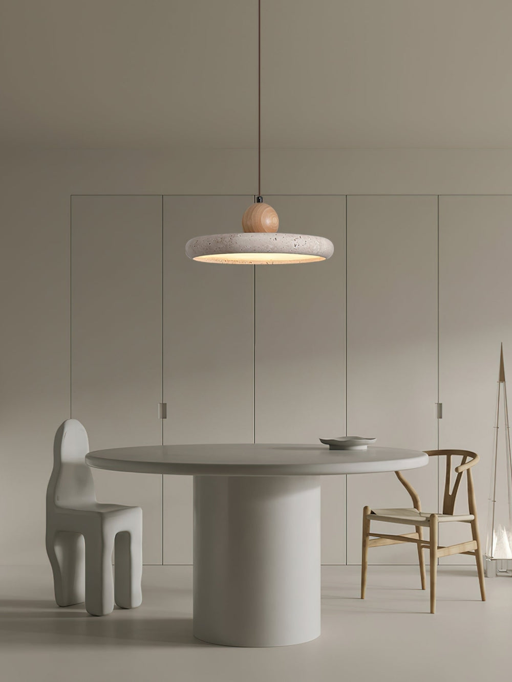 Modern Minimalist Travertine Frisbee Pendant Lamp