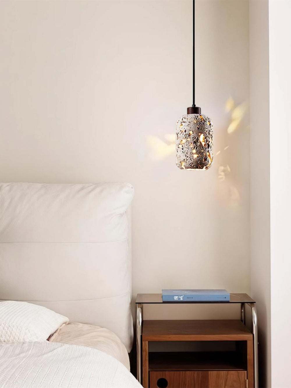 Barrel-shaped Travertine Cutout Pendant Lamp