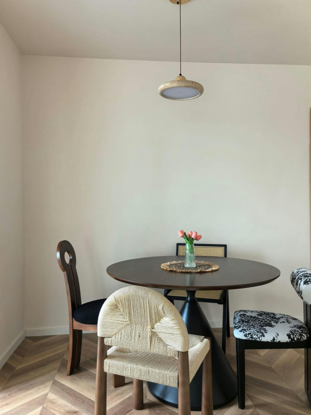 Modern Minimalist Travertine Frisbee Pendant Lamp