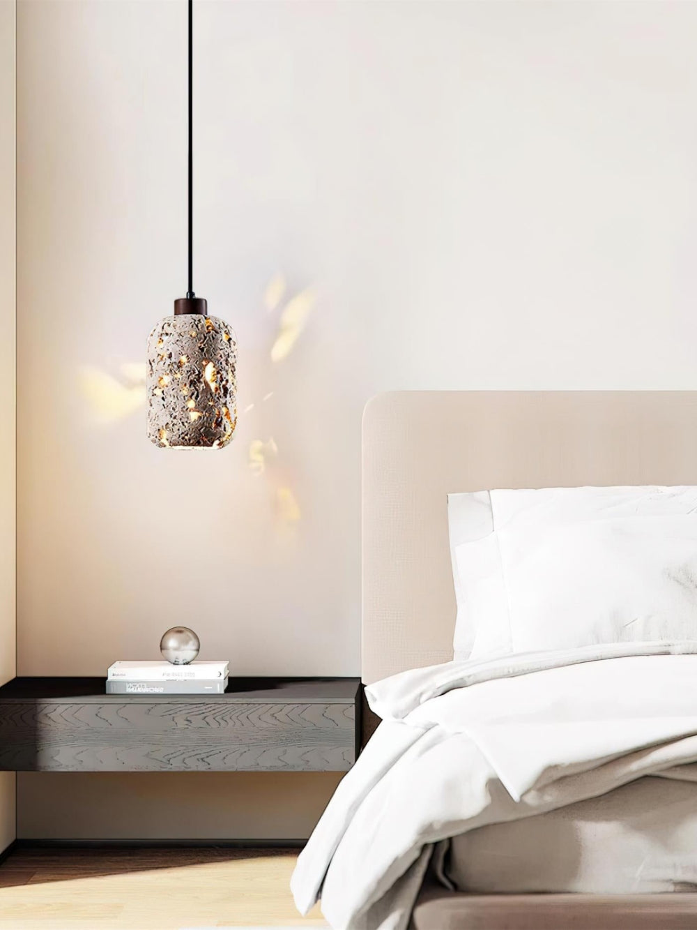 Barrel-shaped Travertine Cutout Pendant Lamp