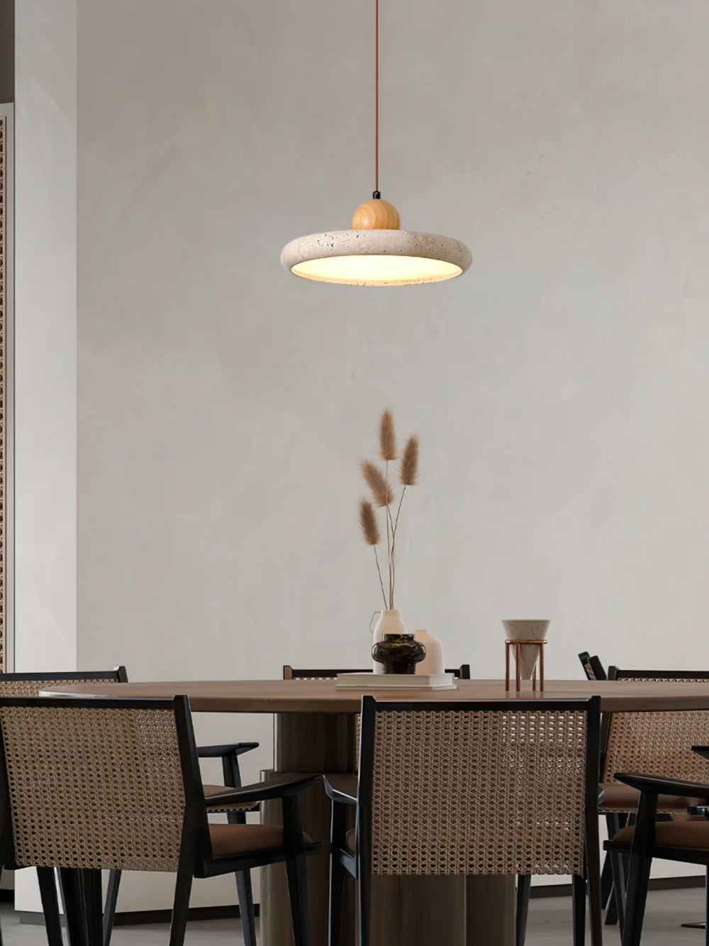Modern Minimalist Travertine Frisbee Pendant Lamp