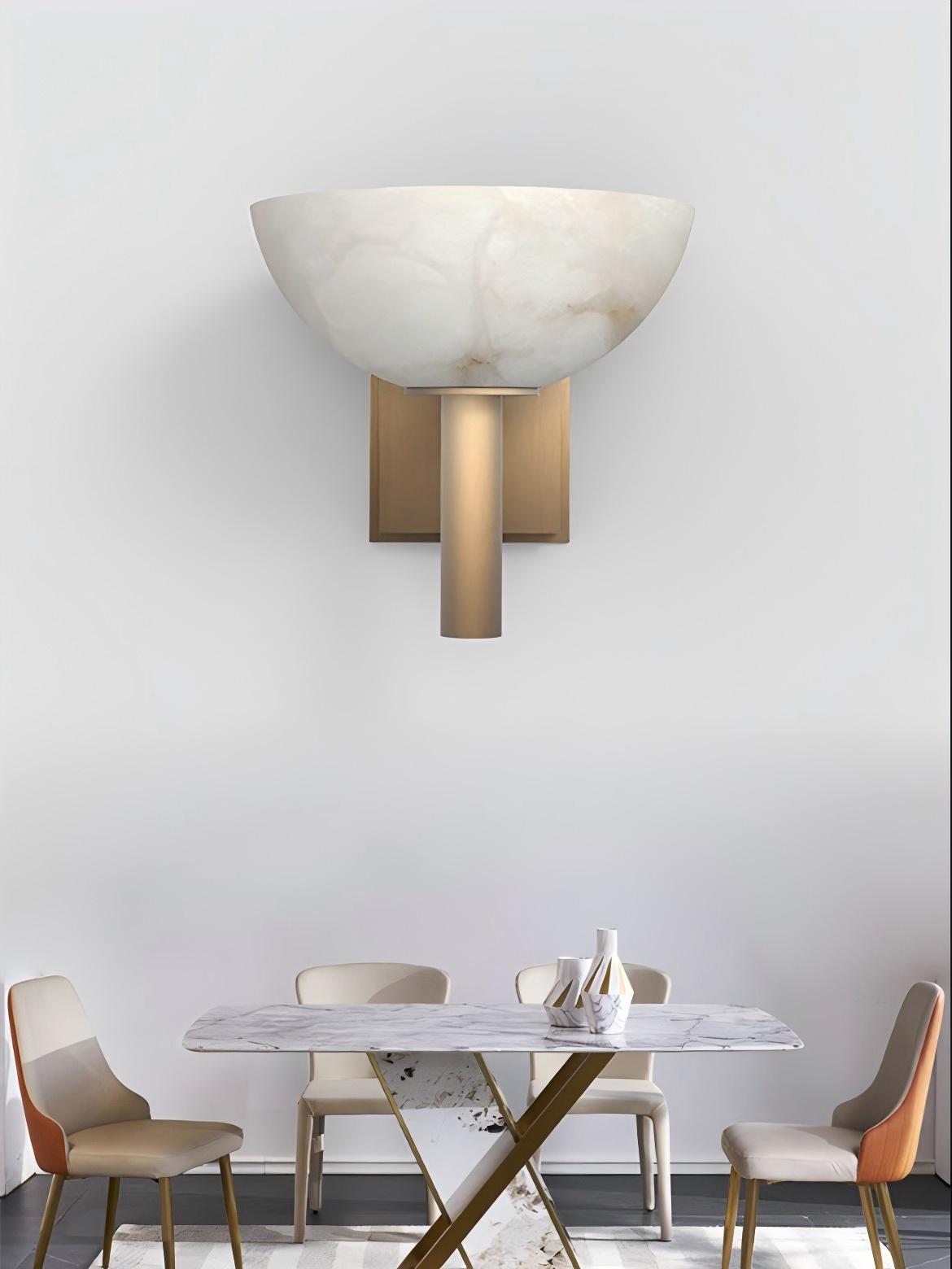 Modern Bowl Shade Marble Wall Sconce
