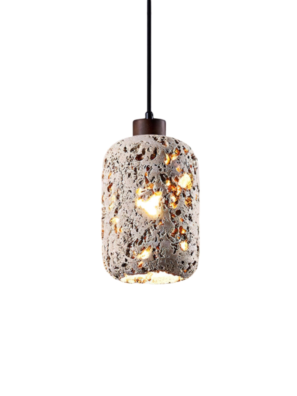Barrel-shaped Travertine Cutout Pendant Lamp