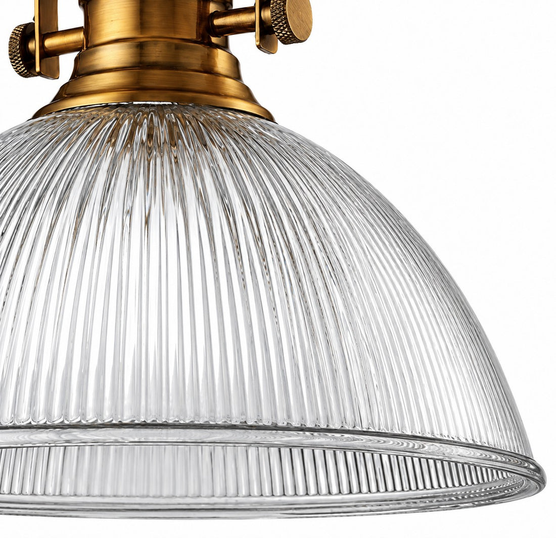 Vitrona clear ribbed glass shade, close-up