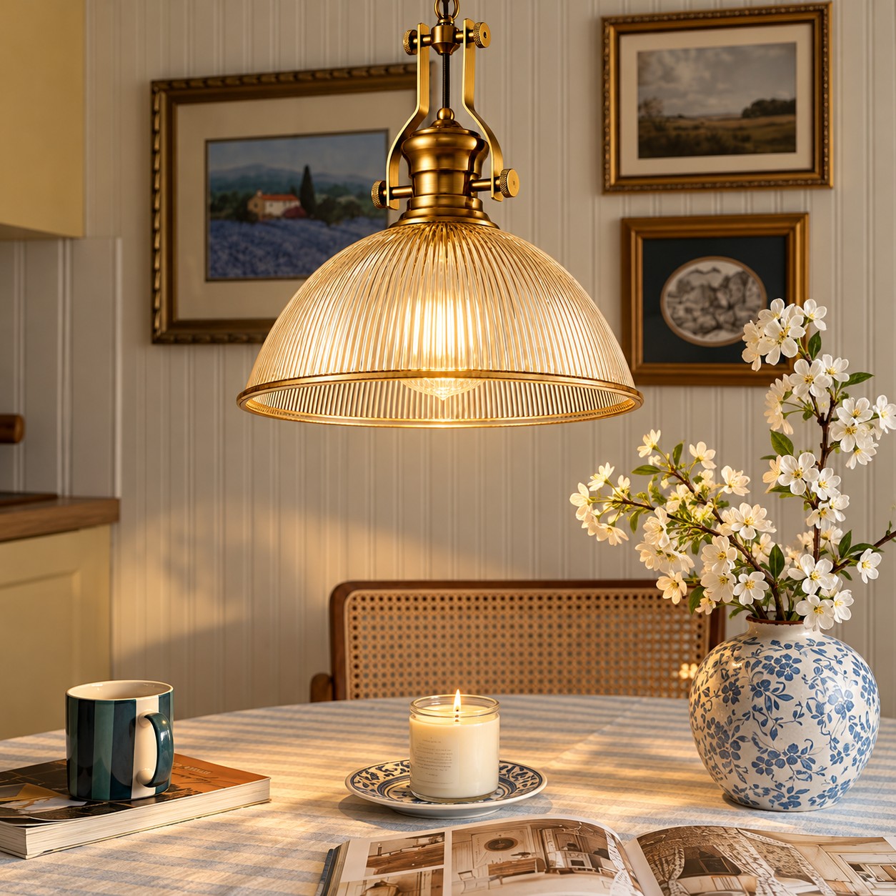 Vitrona pendant styled over a candlelit dining table